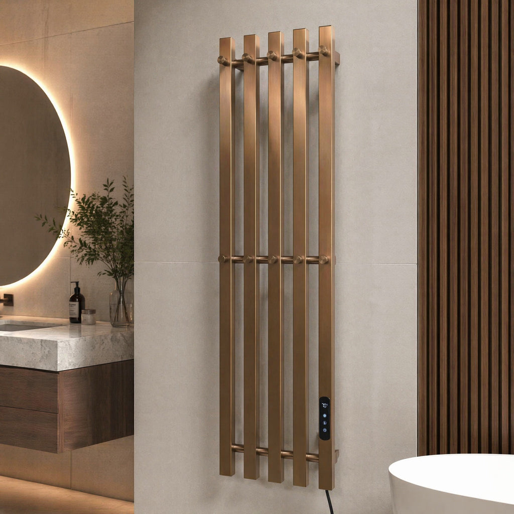 Modern Bathroom Electric Towel Rack - 5-Bar Wall Mounted Smart LED Control Hidden Wire Design 30-70°C