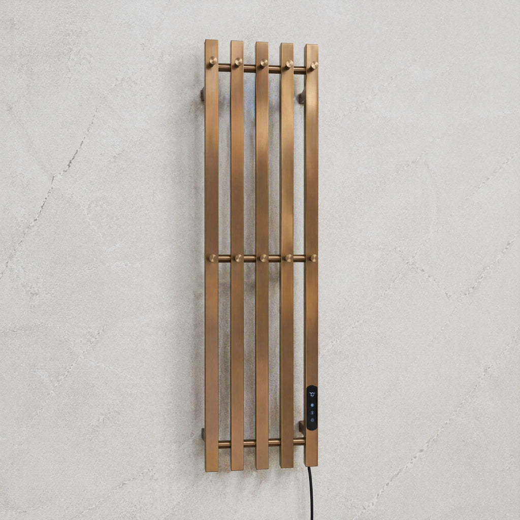 Modern Bathroom Electric Towel Rack - 5-Bar Wall Mounted Smart LED Control Hidden Wire Design 30-70°C