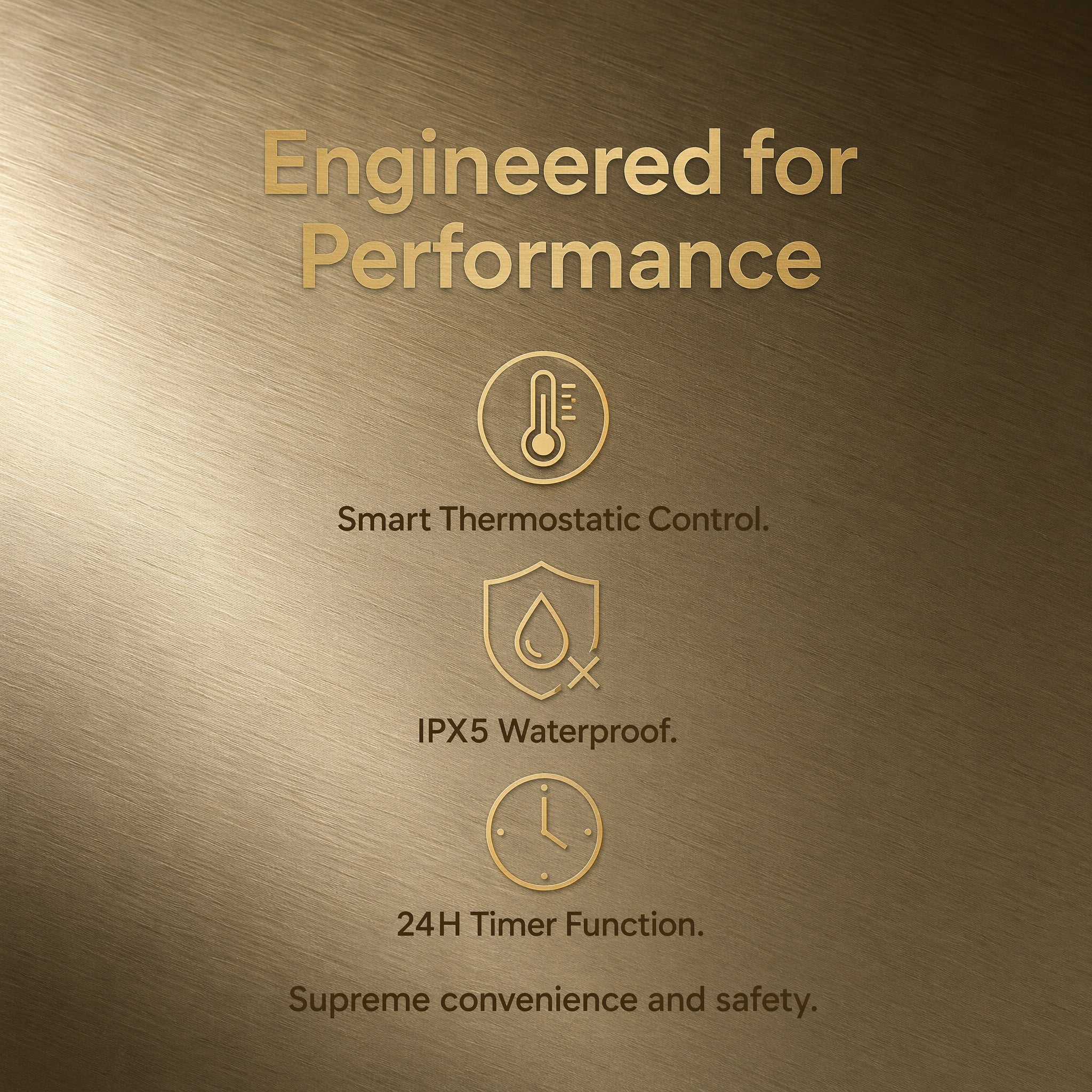 Smart Heated Towel Rack-Dual Bar Brushed Champagne Gold 120cm*9cm IPX5 Waterproof LED Touch Control