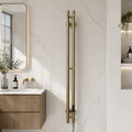 Smart Heated Towel Rack-Dual Bar Brushed Champagne Gold 120cm*9cm IPX5 Waterproof LED Touch Control