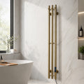 Modern Luxury Triple Bar Heated Towel Rack - Wall Mounted Brushed Champagne Gold LED Touch Control