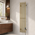 Wall Mounted Heated Towel Rack for Bathroom - 5-Bar Brushed Gold with Smart LED 45-70°C IPX5