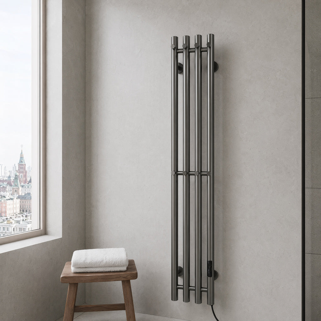 Luxury Electric Towel Warmer - 4-Tube Stainless Steel Gold IPX5 Waterproof Smart Heating