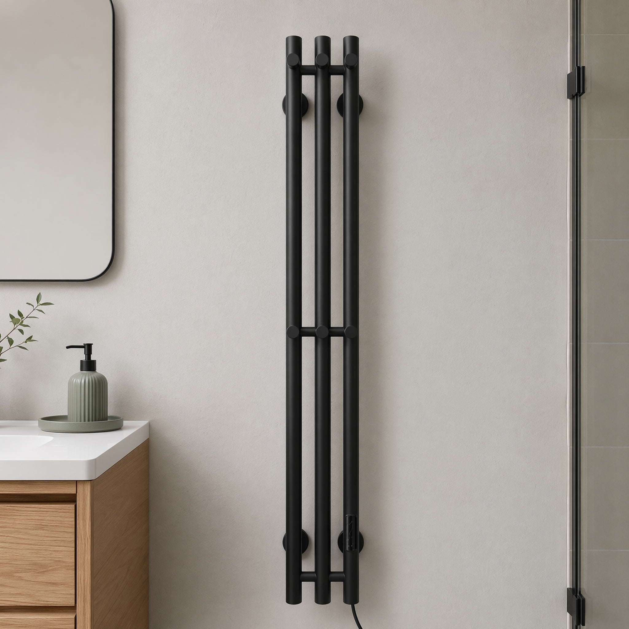 Modern Luxury Triple Bar Heated Towel Rack - Wall Mounted Brushed Champagne Gold LED Touch Control