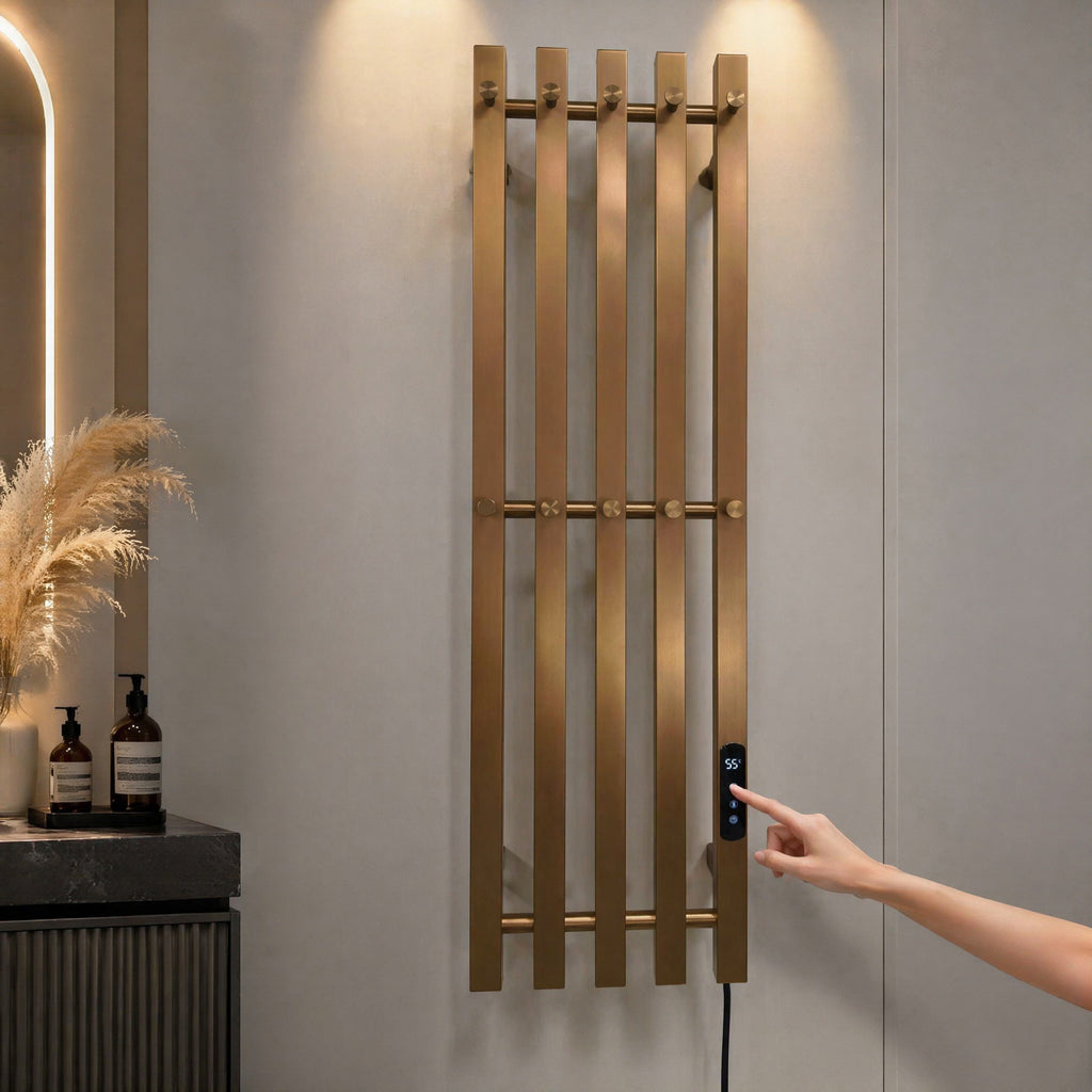 Modern Bathroom Electric Towel Rack - 5-Bar Wall Mounted Smart LED Control Hidden Wire Design 30-70°C