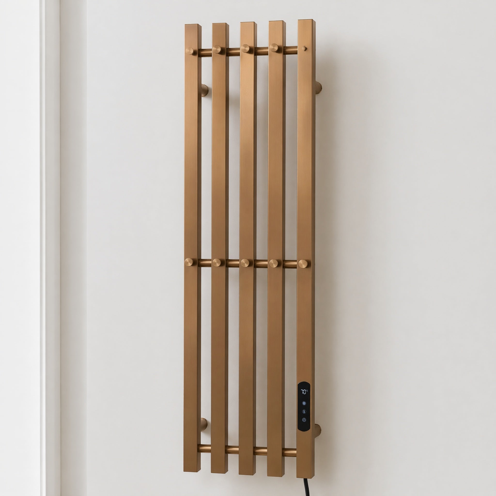 Modern Bathroom Electric Towel Rack - 5-Bar Wall Mounted Smart LED Control Hidden Wire Design 30-70°C