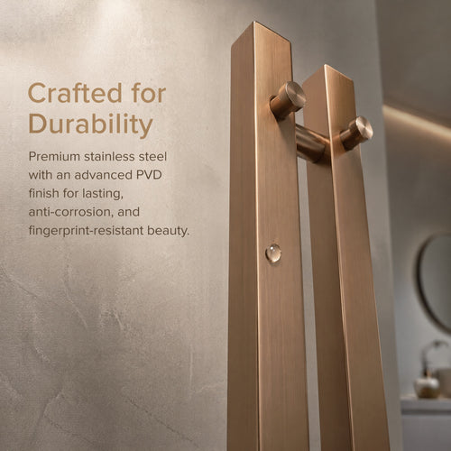 Luxury Electric Towel Warmer - 2-Tube Square Stainless Steel Rose Gold IPX5 Smart Heating