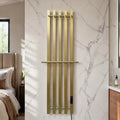 Nordic Style Brushed Gold Smart Electric Heated Towel Rail — Vertical 5-Bar Design with Digital LCD Touch Control
