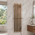 Modern Brushed Bronze Electric Heated Towel Rail — 5-Bar Vertical Design with Digital Touch Control
