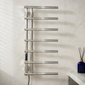 7-Bar Smart Electric Heated Towel Rail — Side-Open Design, 304 Stainless Steel Polished Chrome, IPX5 Waterproof, LCD Touch Panel, 15kg Load, Concealed Wiring