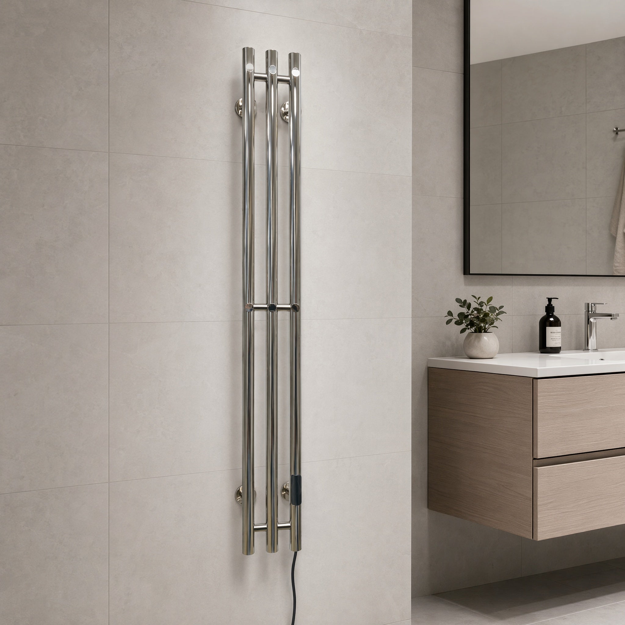 Modern Luxury Triple Bar Heated Towel Rack - Wall Mounted Brushed Champagne Gold LED Touch Control