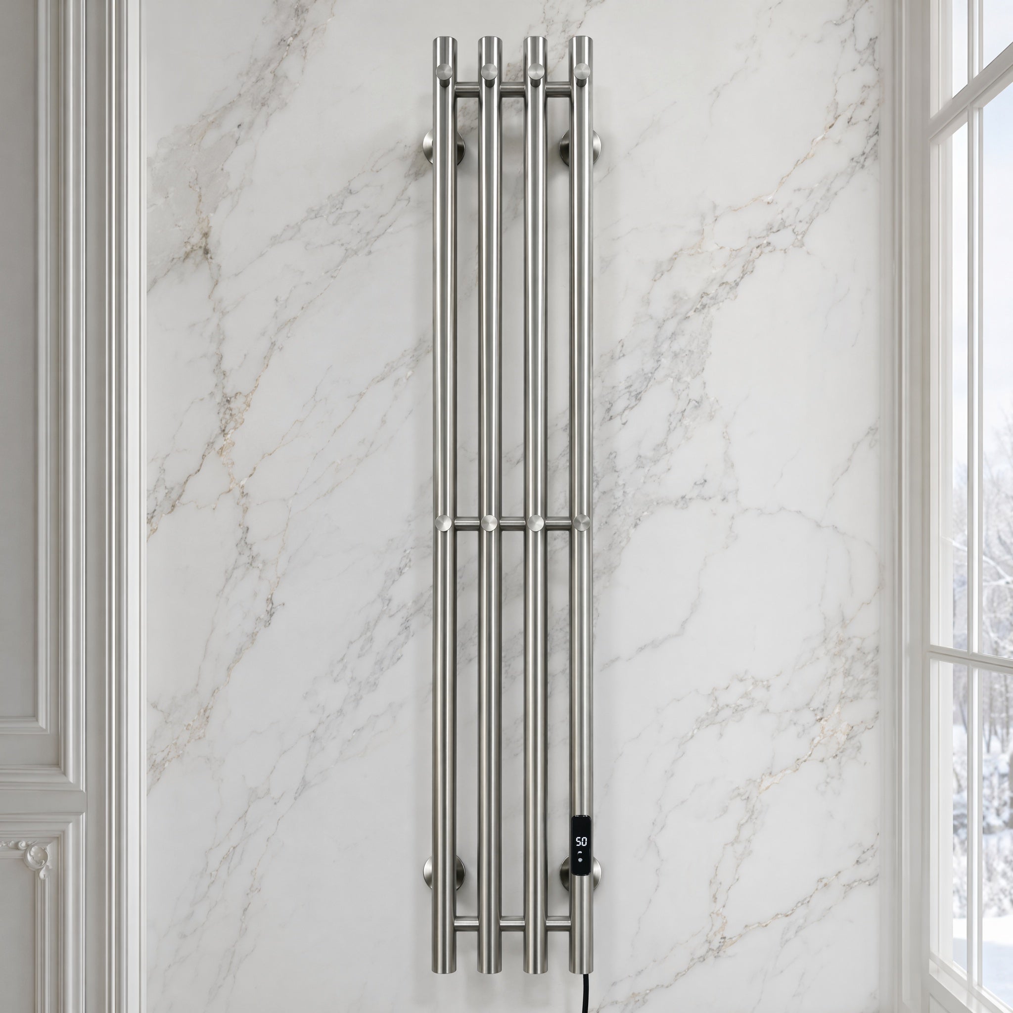 Luxury Electric Towel Warmer - 4-Tube Stainless Steel Gold IPX5 Waterproof Smart Heating